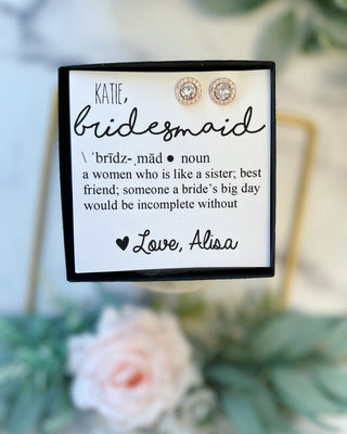 Bridesmaid Definition Card & Earrings