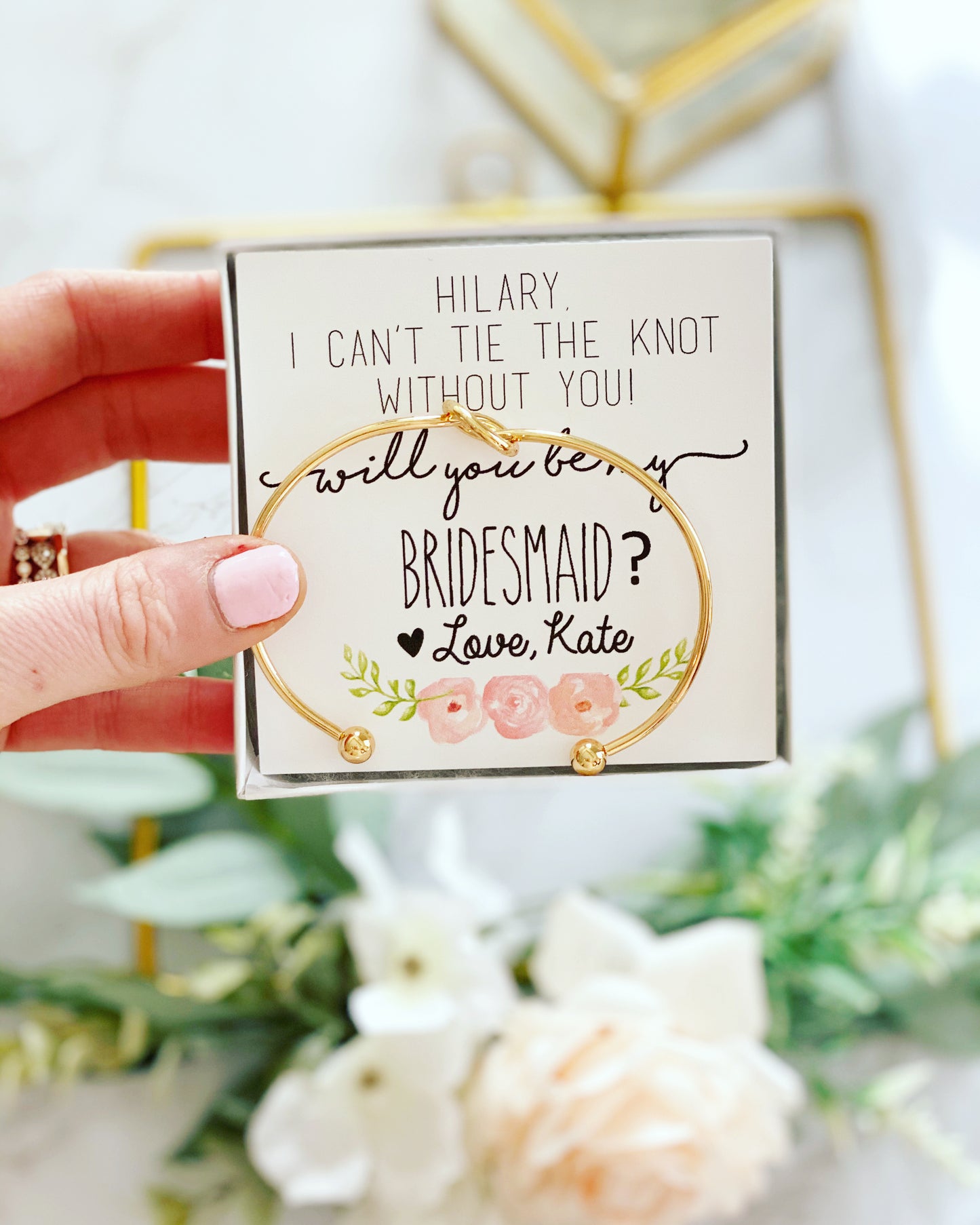Will you be my Bridesmaid? Knot Bangles Floral Card