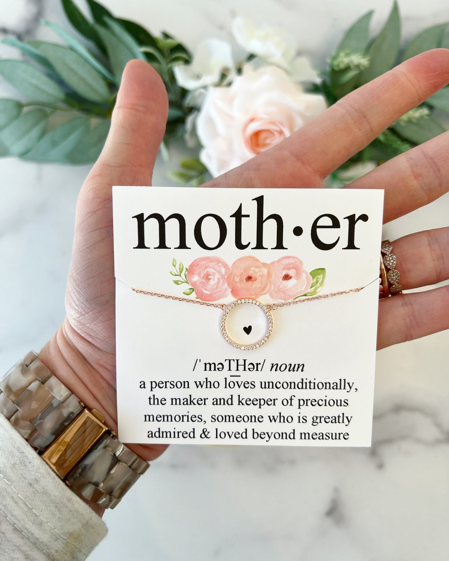 Mom Necklace! Floral card