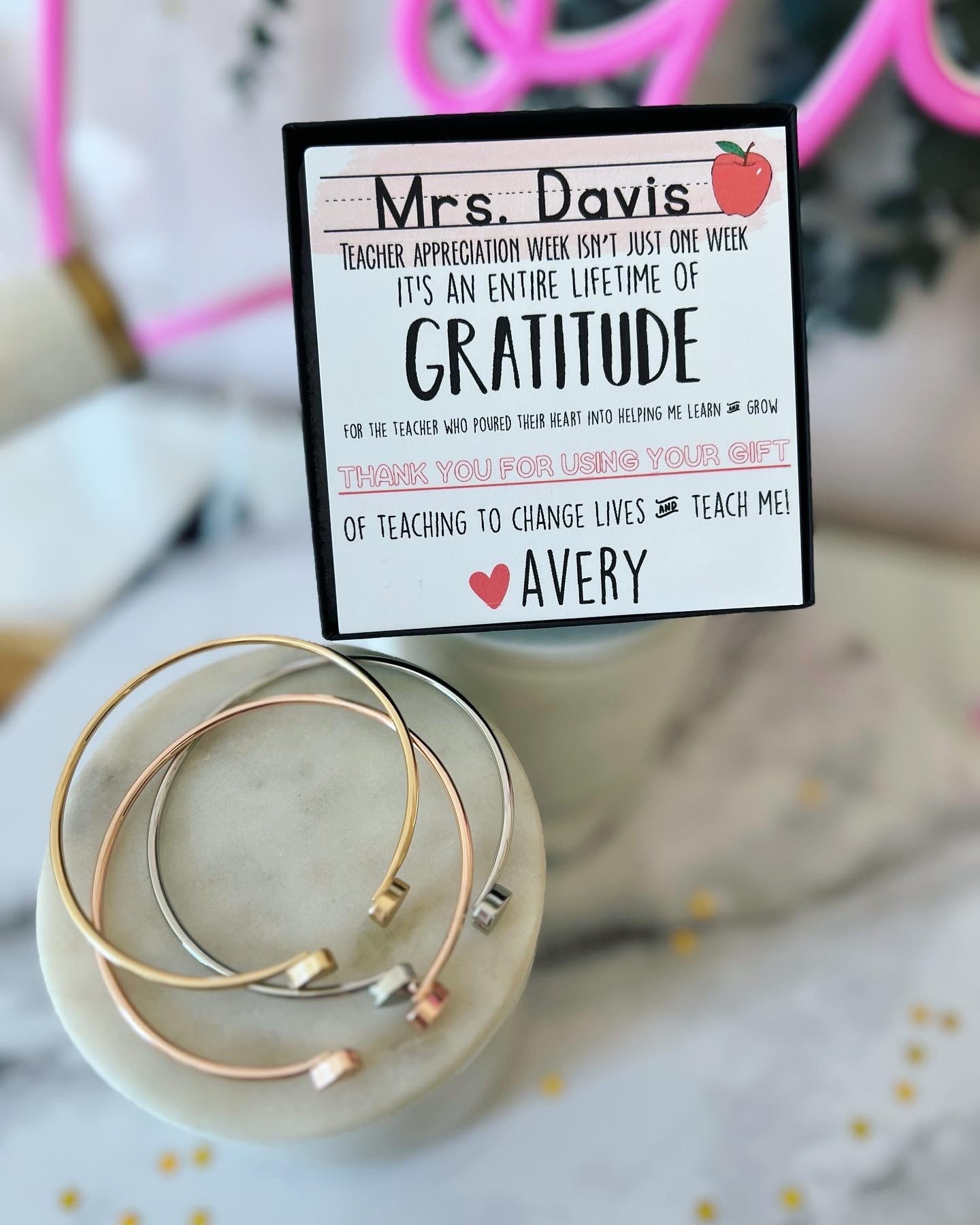 Gratitude Heart Cuff End of Year Teacher Gift