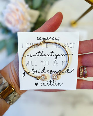 Bridesmaid Knot Bangle & CZ Earrings