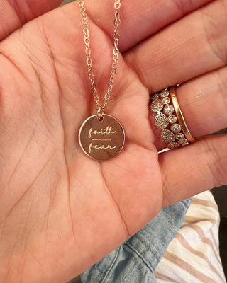 Faith over Fear Rose Gold Disc Necklace