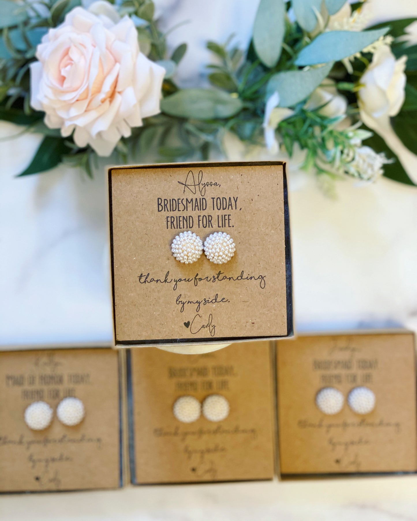 Pearl Cluster Earring Bridal Party Gift