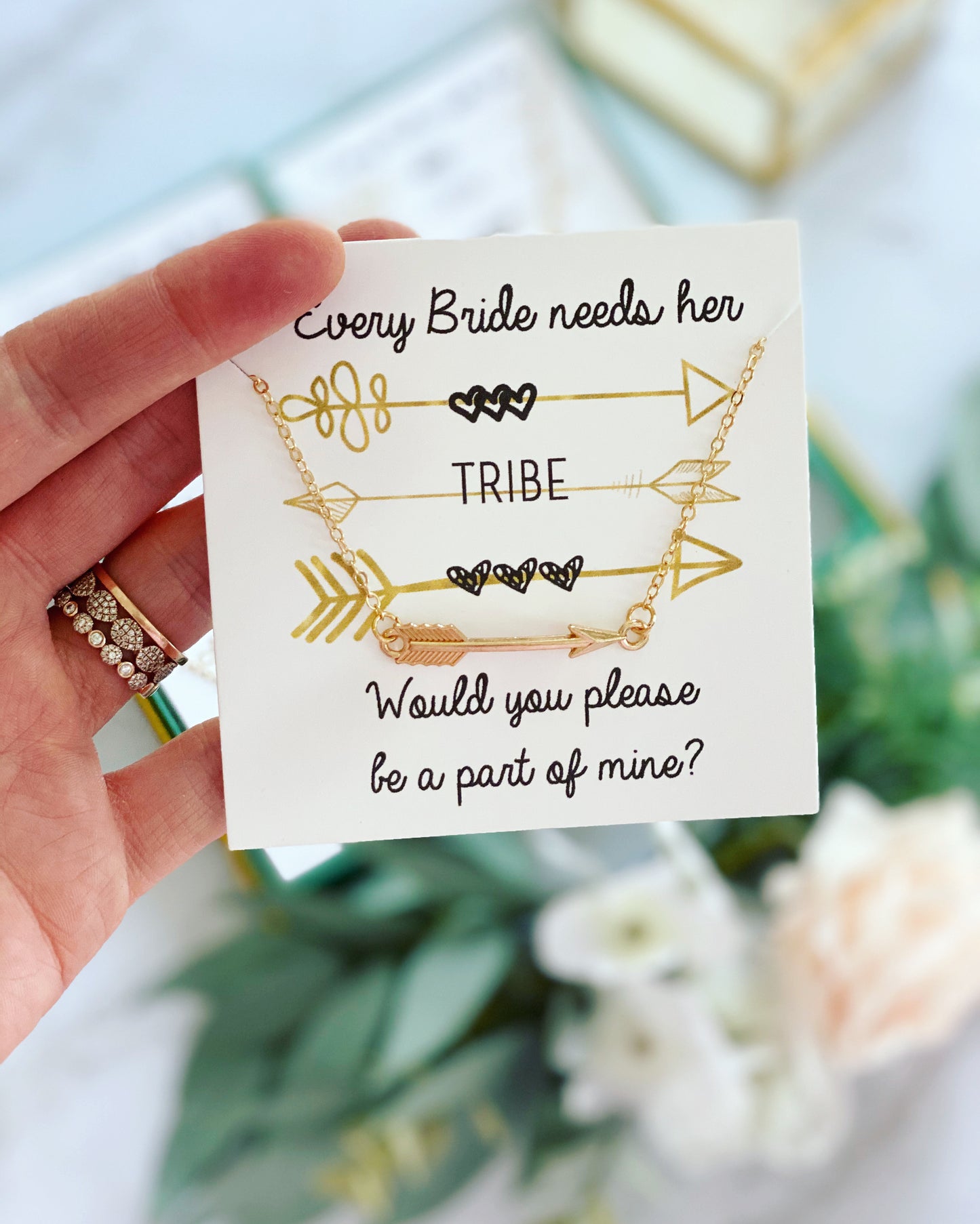 Bride Tribe Arrow Necklace! Thank You Gift