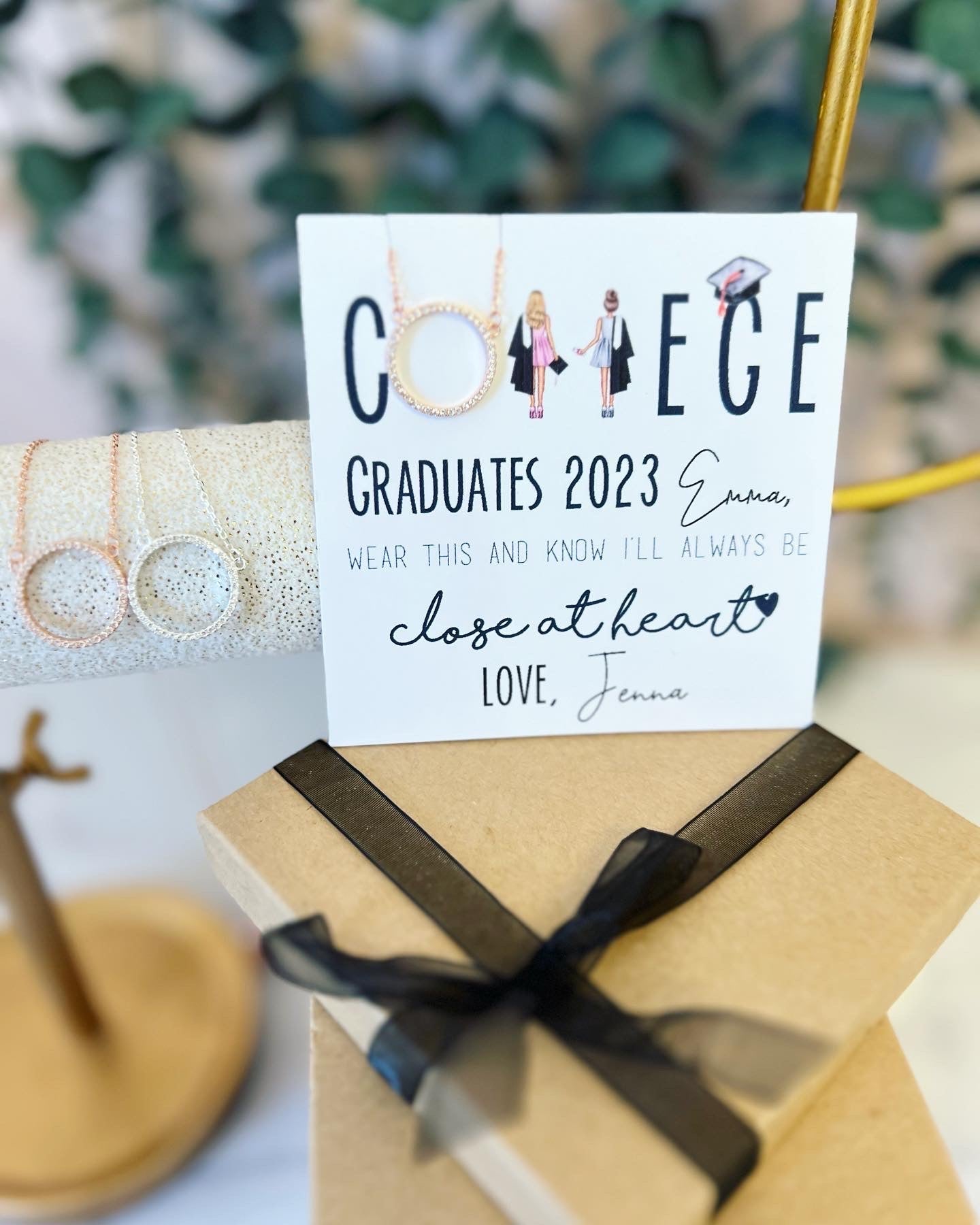 College Graduates Card & Circle Pendant Necklace!