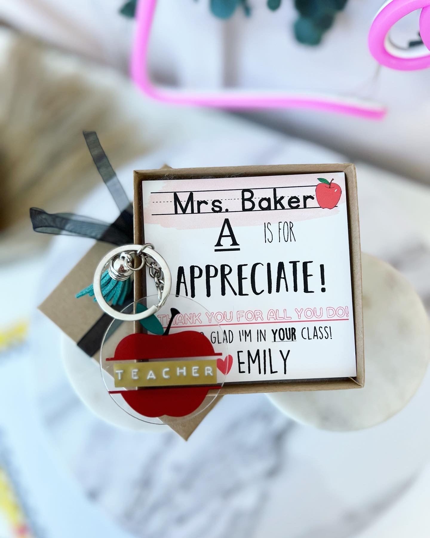 Teacher Appreciation Apple Keychain Gift