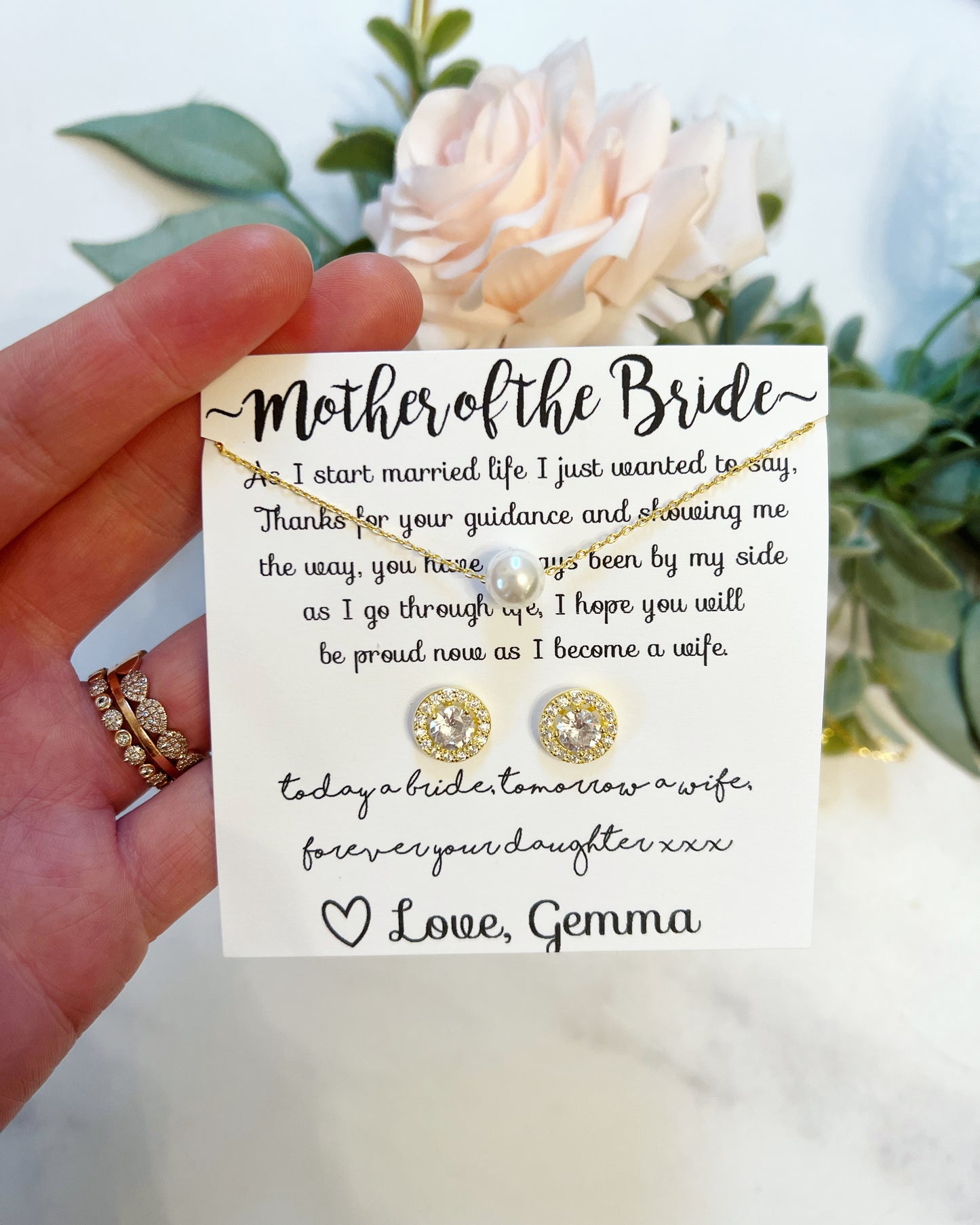 Mother of the Bride Pearl Necklace & Earring Set