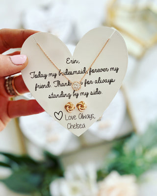 Knot Earrings and Cubic Zircon Necklace Gift Set