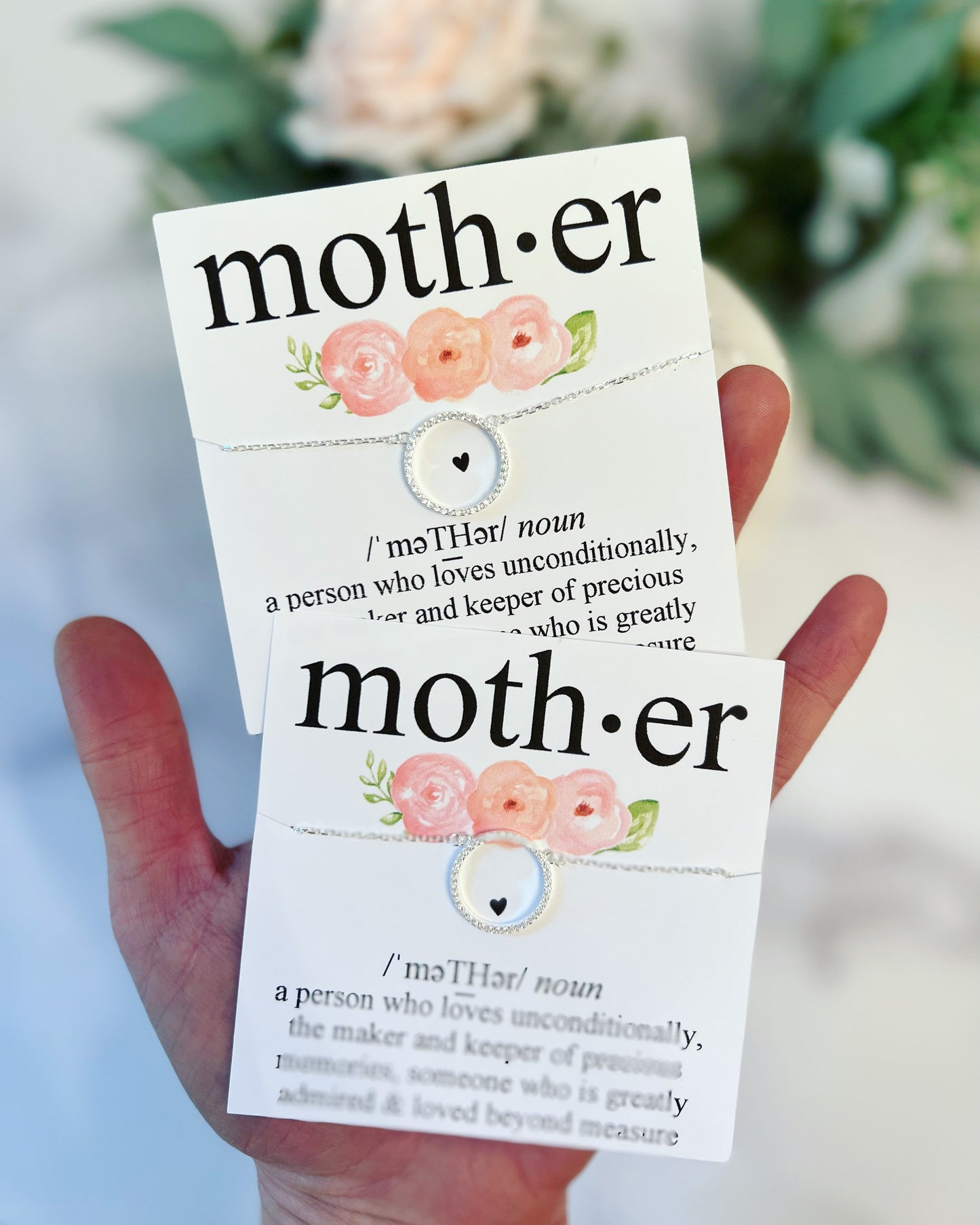 Mom Necklace! Floral card