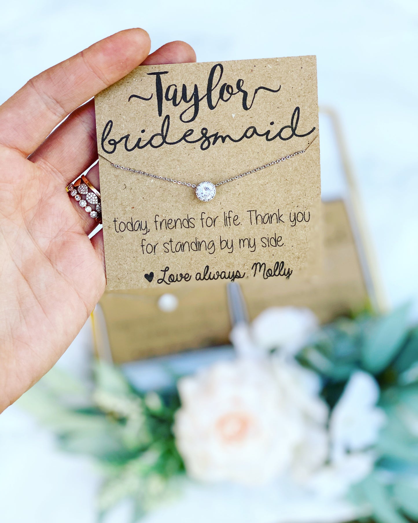 Bridal Party Thank you Necklace