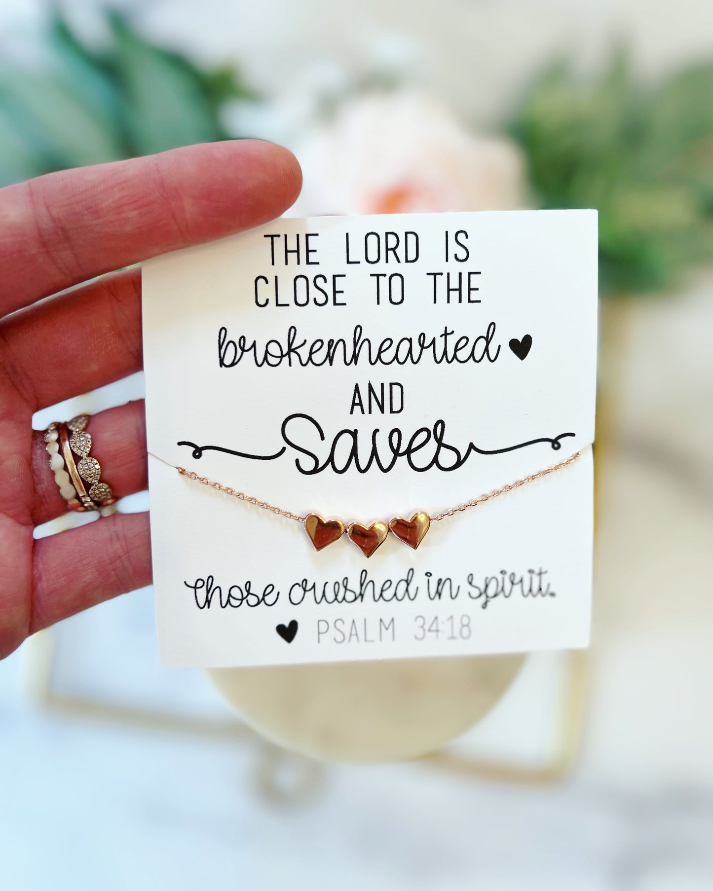 Encouragement Gift! Rose Gold or Silver Heart Necklace Bible Verse