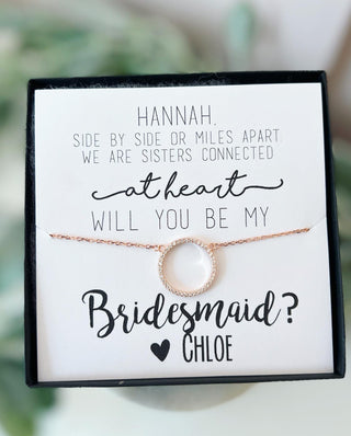 Bridal Party Circle Pendant Necklace