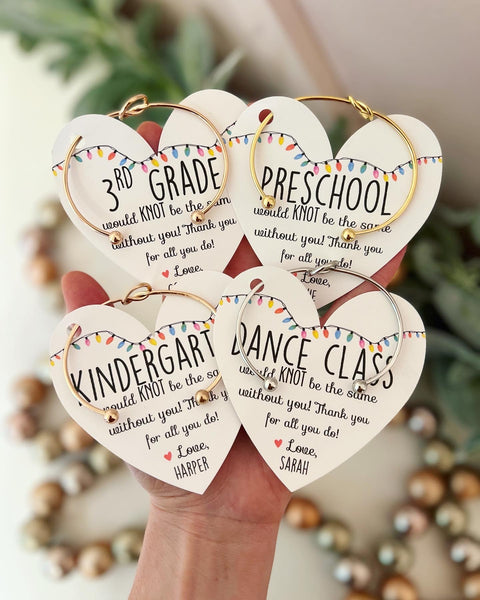 End of Year Teacher Gift Knot Bangle & Heart Card! Teacher thank you! –  Love Leigh Gift Co.