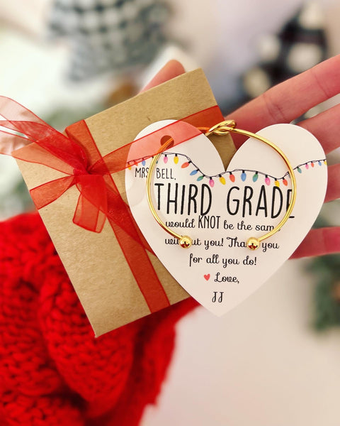 End of Year Teacher Gift Knot Bangle & Heart Card! Teacher thank you! –  Love Leigh Gift Co.