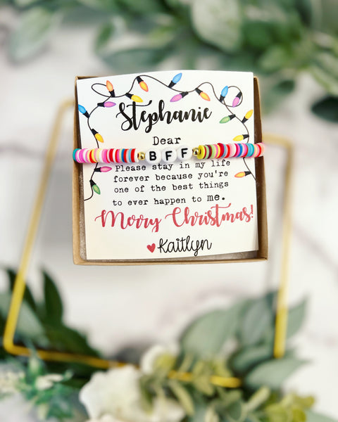 Best Friends Gifts Christmas, Cute Gifts for Friends, Best Friend Christmas Gift Small, BFF Christmas Gift, Wish Bracelet BFF Christmas Card