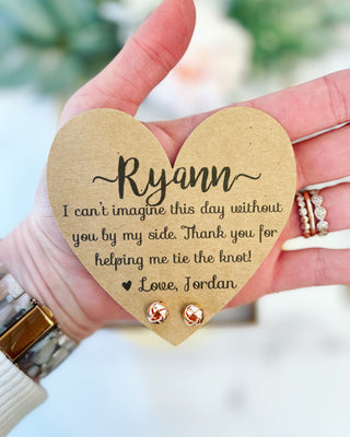 Knot Bridesmaid Earrings & Heart Card