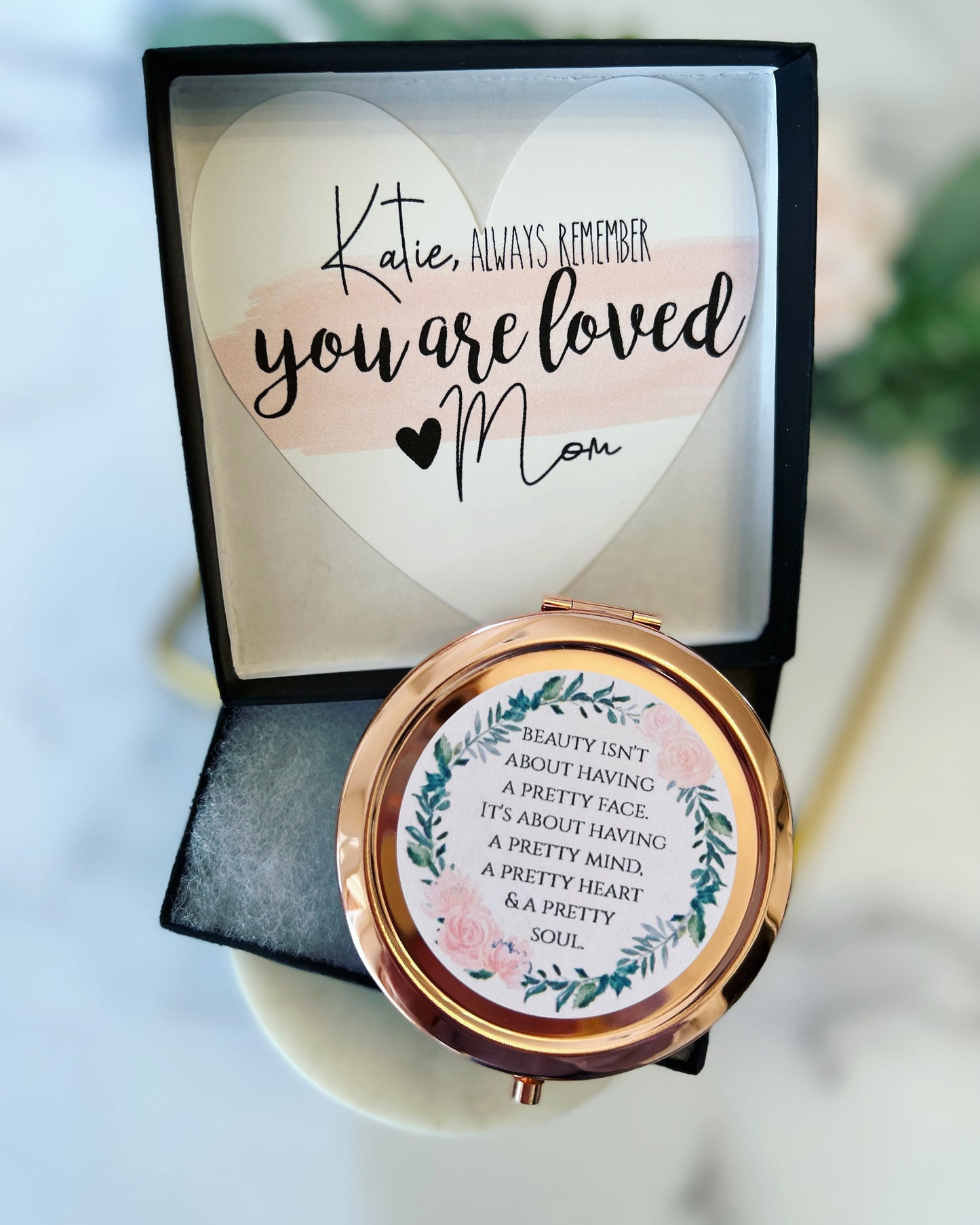Gift for Teen! Rose Gold Compact Mirror