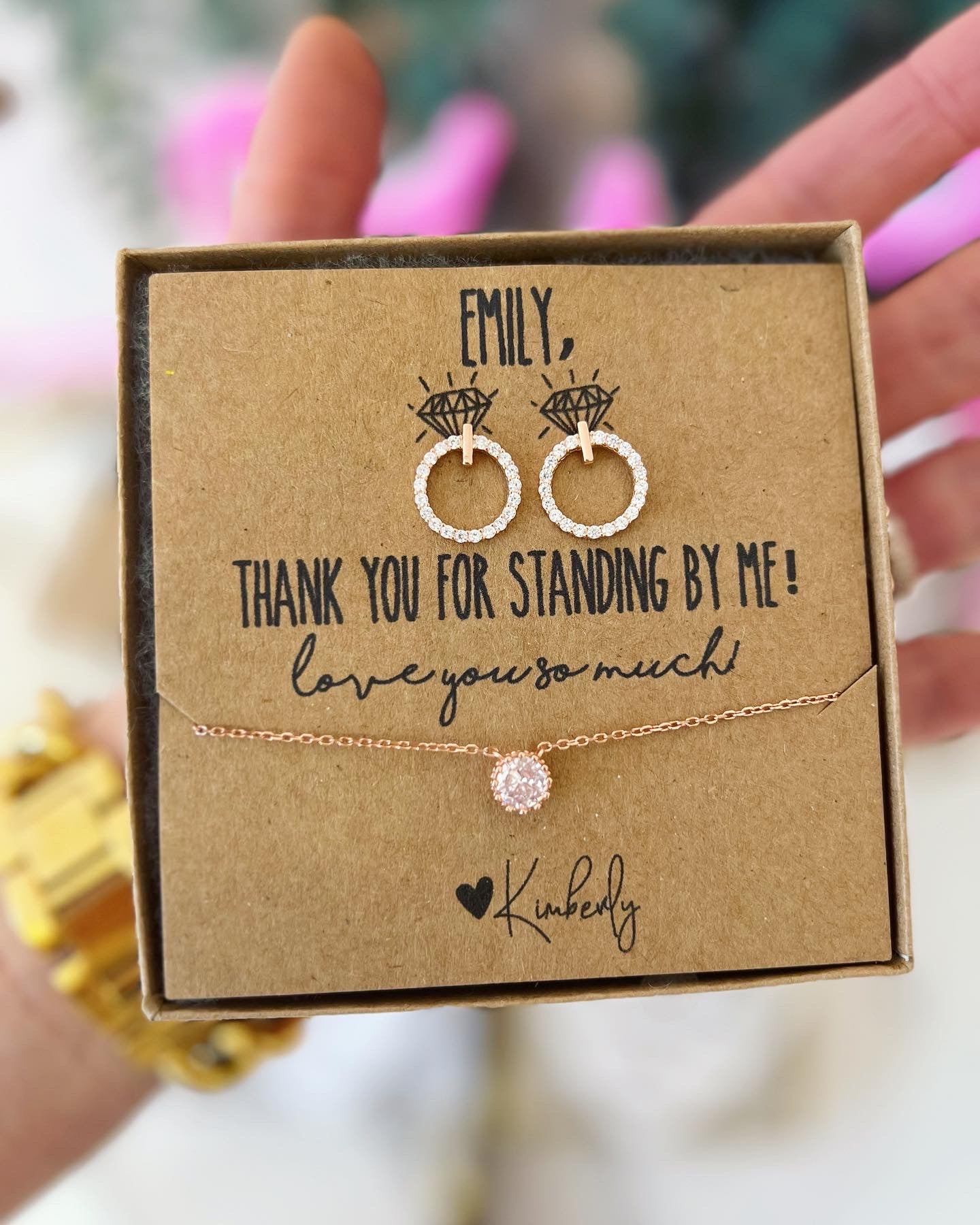CZ Gift Set Circle Earrings & Dainty Necklace