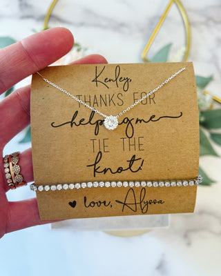 Thank You Necklace and Matching Bracelet Set