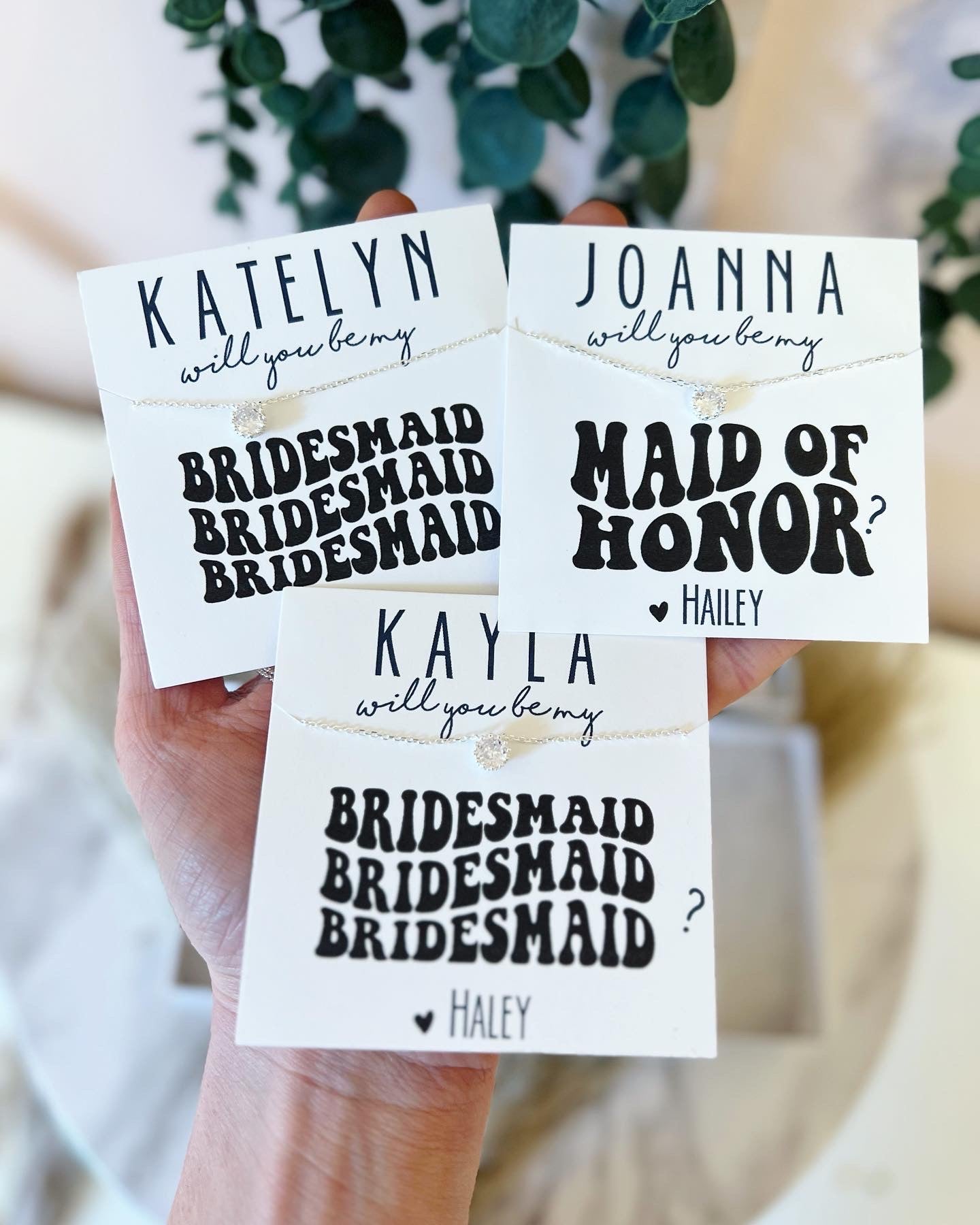 Retro Bridesmaid Bridal Party Dainty Necklace