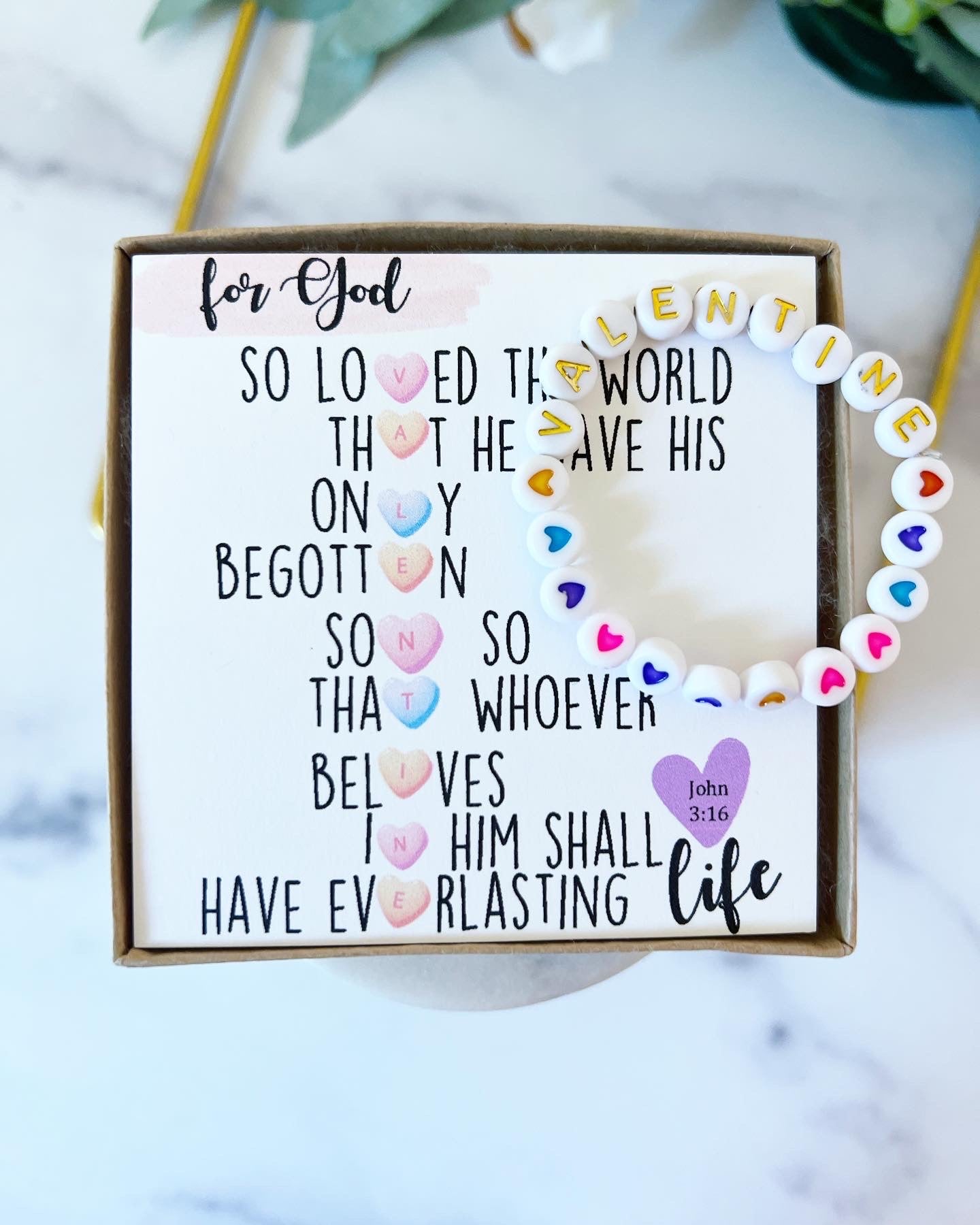 Bible Verse Kids or Adult Valentine Bracelet