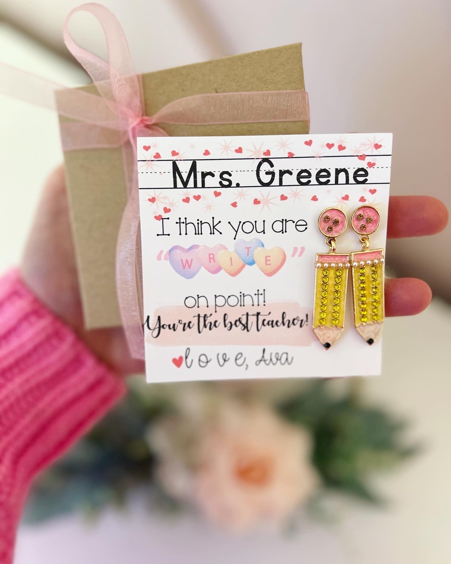 Valentine's Day Pencil earrings Teacher Gift!