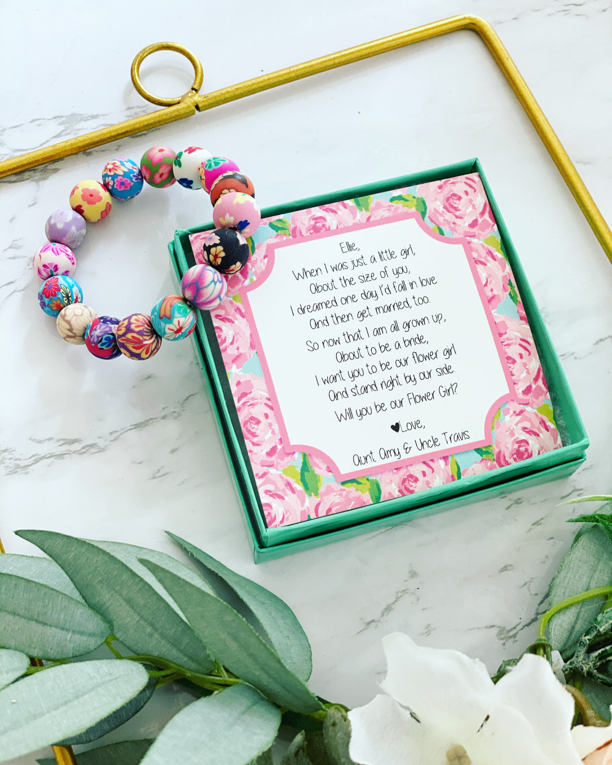 Flower Girl Beaded Flower Beads Bracelet Love Leigh Gift Co.