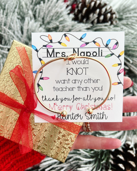 End of Year Teacher Gift Knot Bangle & Heart Card! Teacher thank you! –  Love Leigh Gift Co.