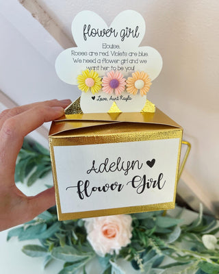 Flower Girl Hair Clip with Latch Box & Label