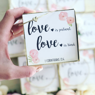Love is Patient, Love is Kind. Heart Bangle