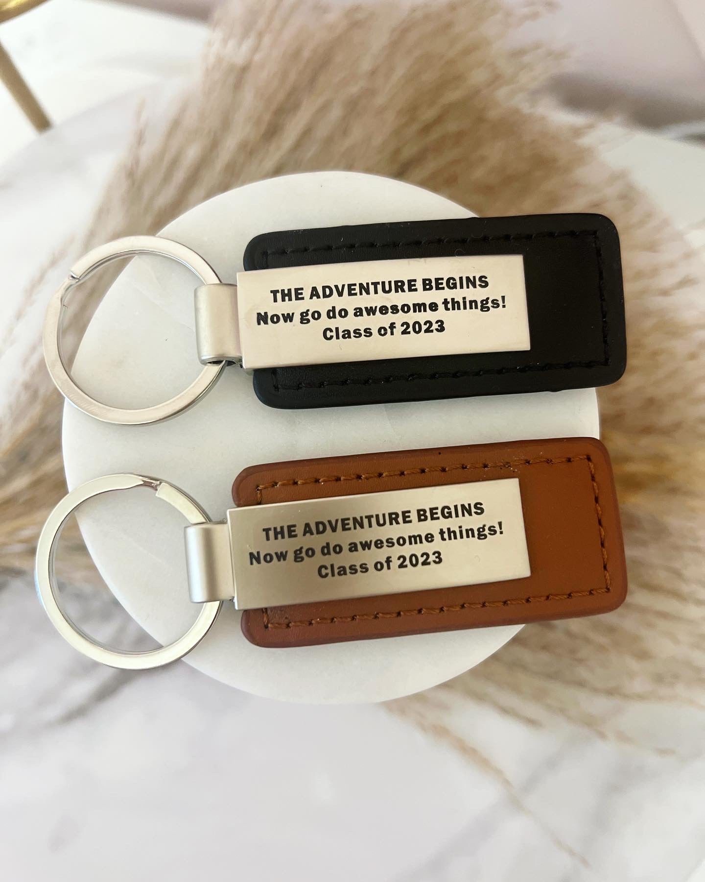 Congratulations Leather Graduation Car Key Memento, Card, Box & Ribbon