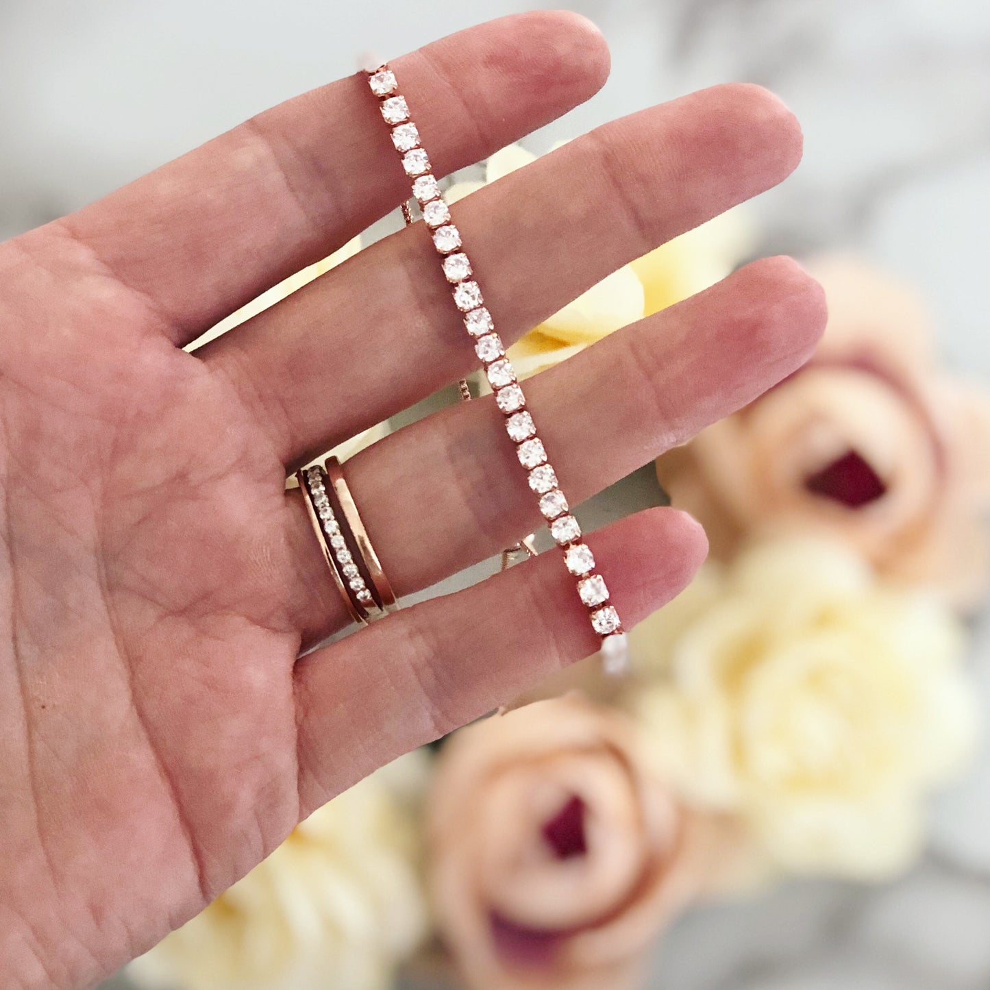 CZ Dainty Necklace, Earring & Matching Bracelet Set