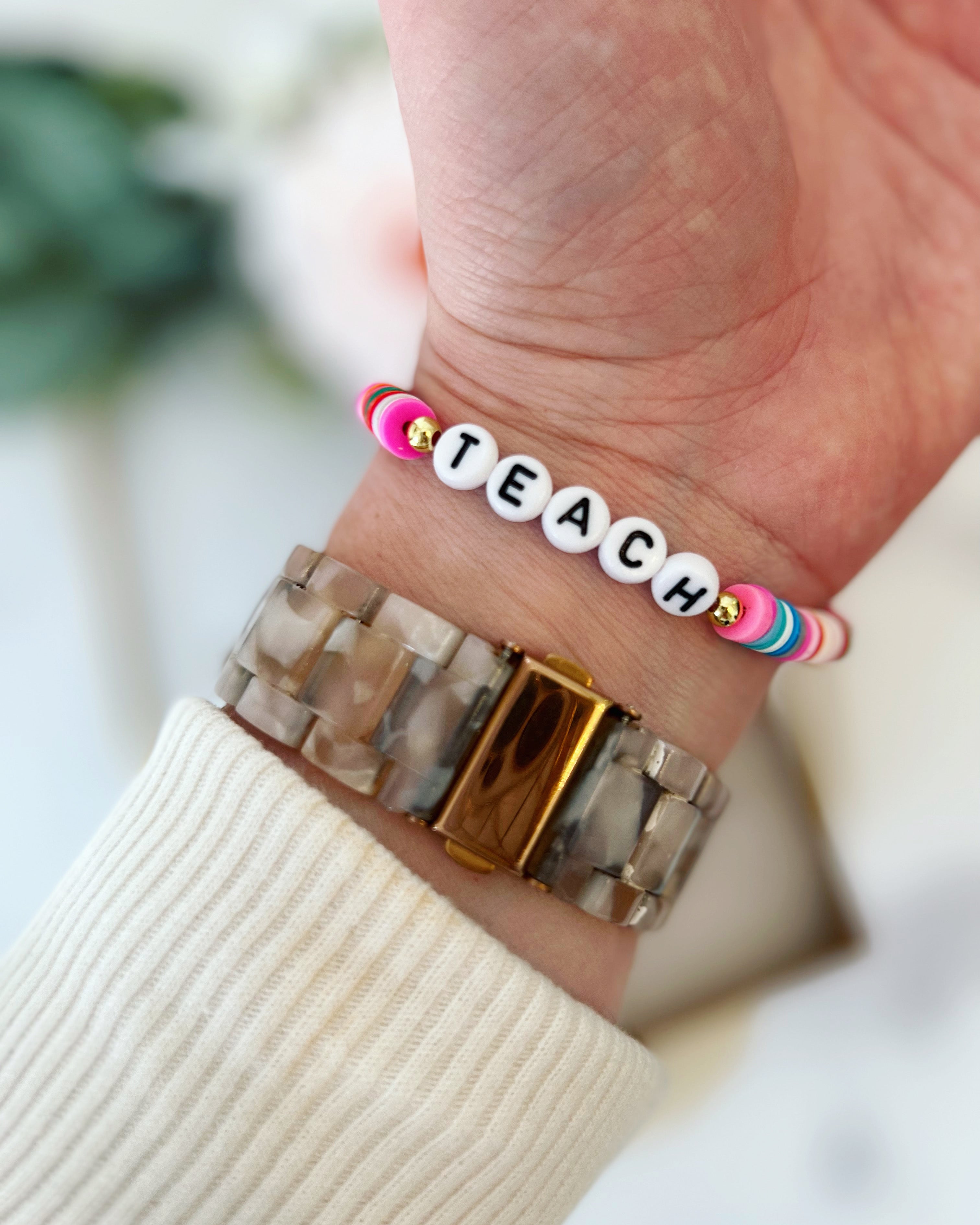 Rainbow teach bracelet! Teacher Gift! Back to School Gift! First day o –  Love Leigh Gift Co.
