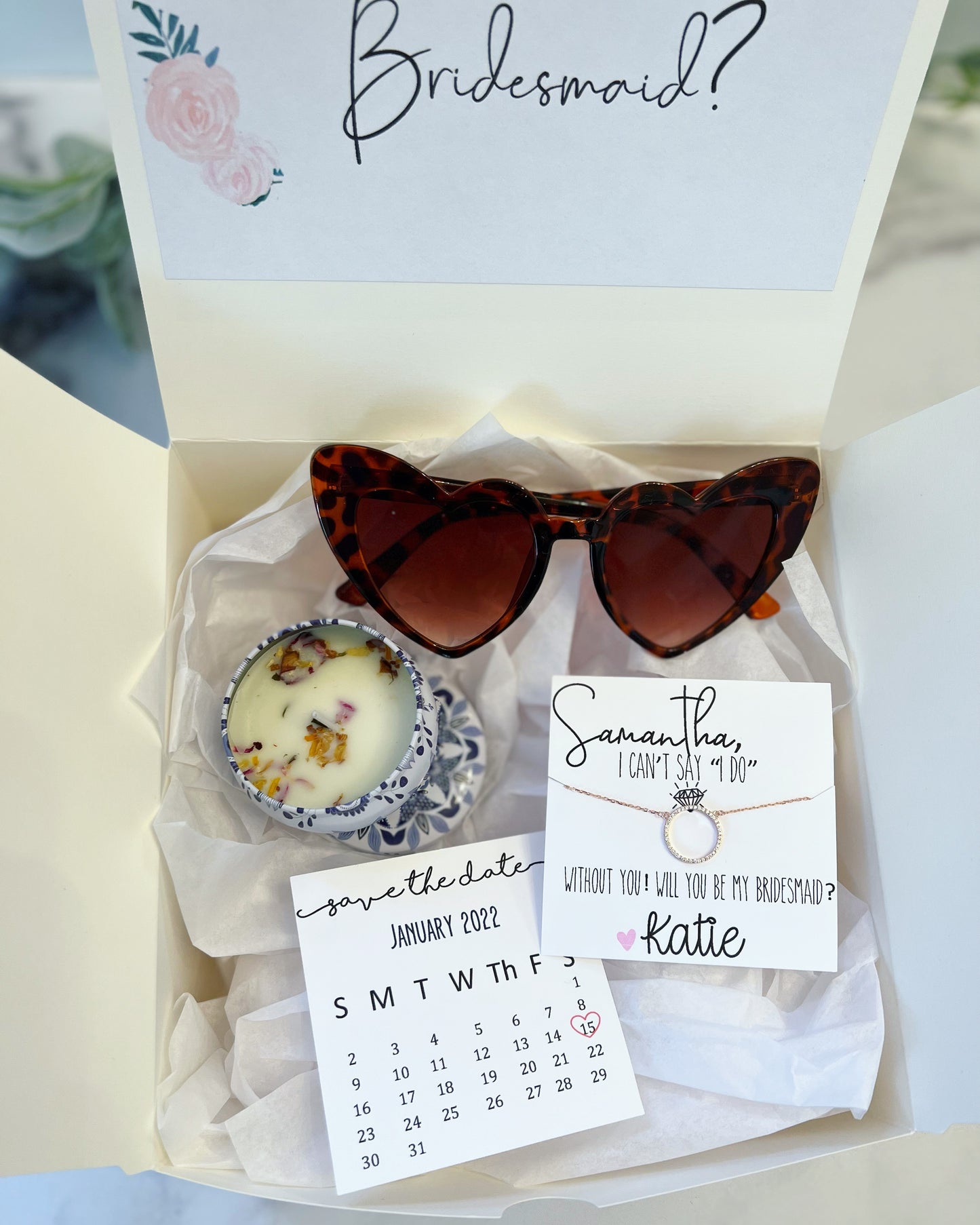 Bridesmaid Proposal Box with Save the Date Card