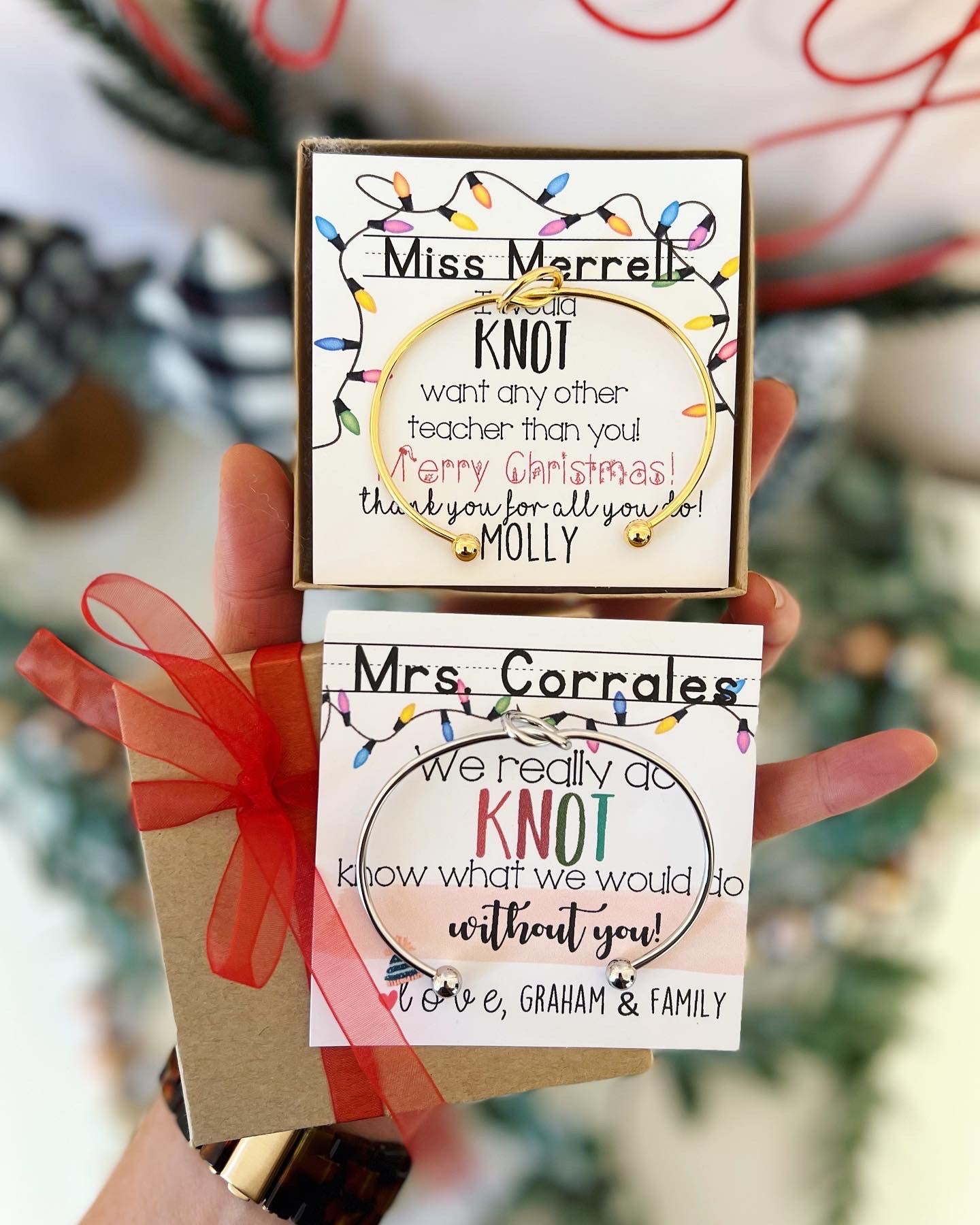 Christmas Knot bangle Holiday Teacher Gift