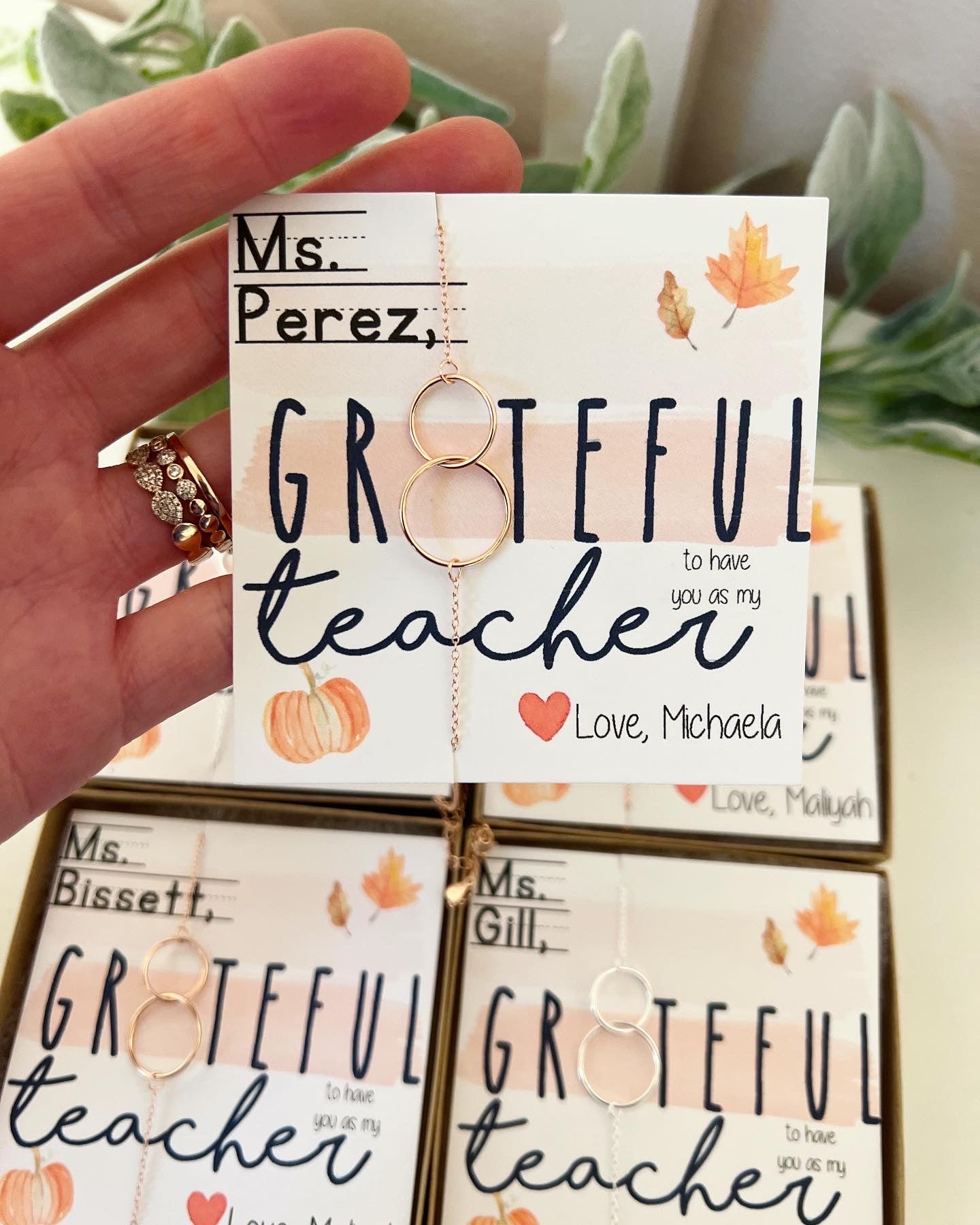 Grateful For You Teacher Necklace