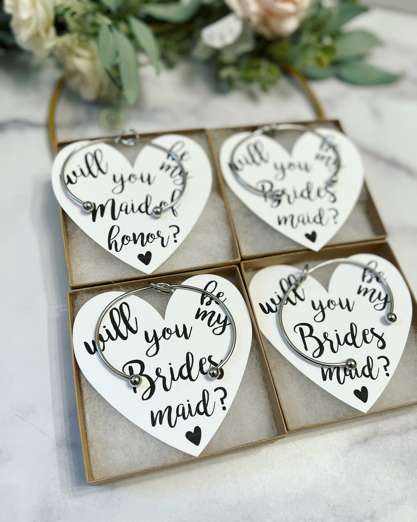 Bridal Party Knot Bangle & Heart Card