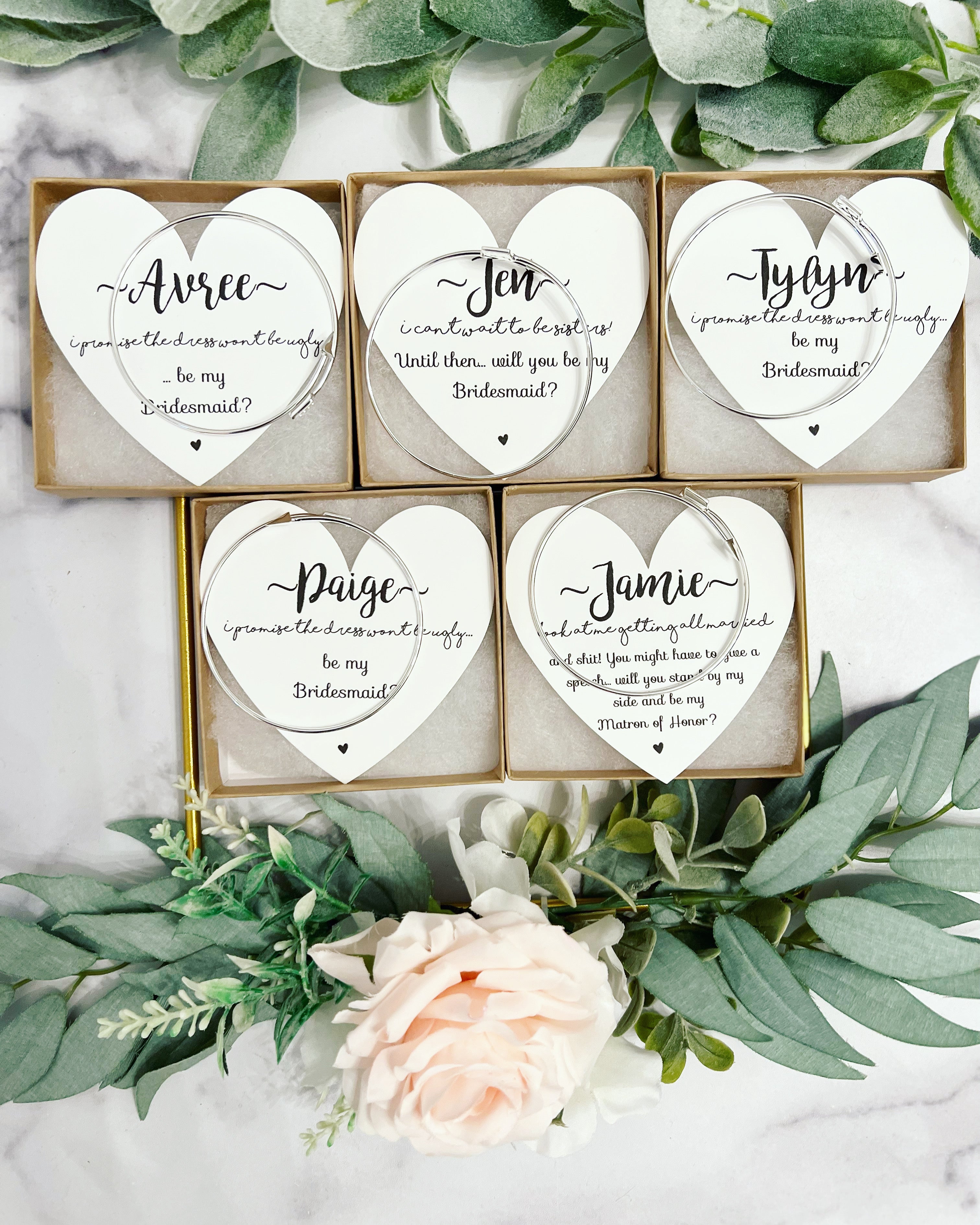 6 Piece Set | Rose Gold & Silver GLITTER Bride Tribe Bridesmaid Canvas  Cosmetic Makeup Clutch | Purse Gifts Bag for Women | Wedding Supplies  Bridesmaids Proposal Box & Bachelorette Party Favors – Heather & Willow