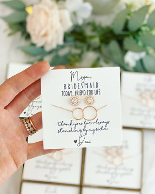 Cubic Zircon Studs & Infinity Necklace Gift Set