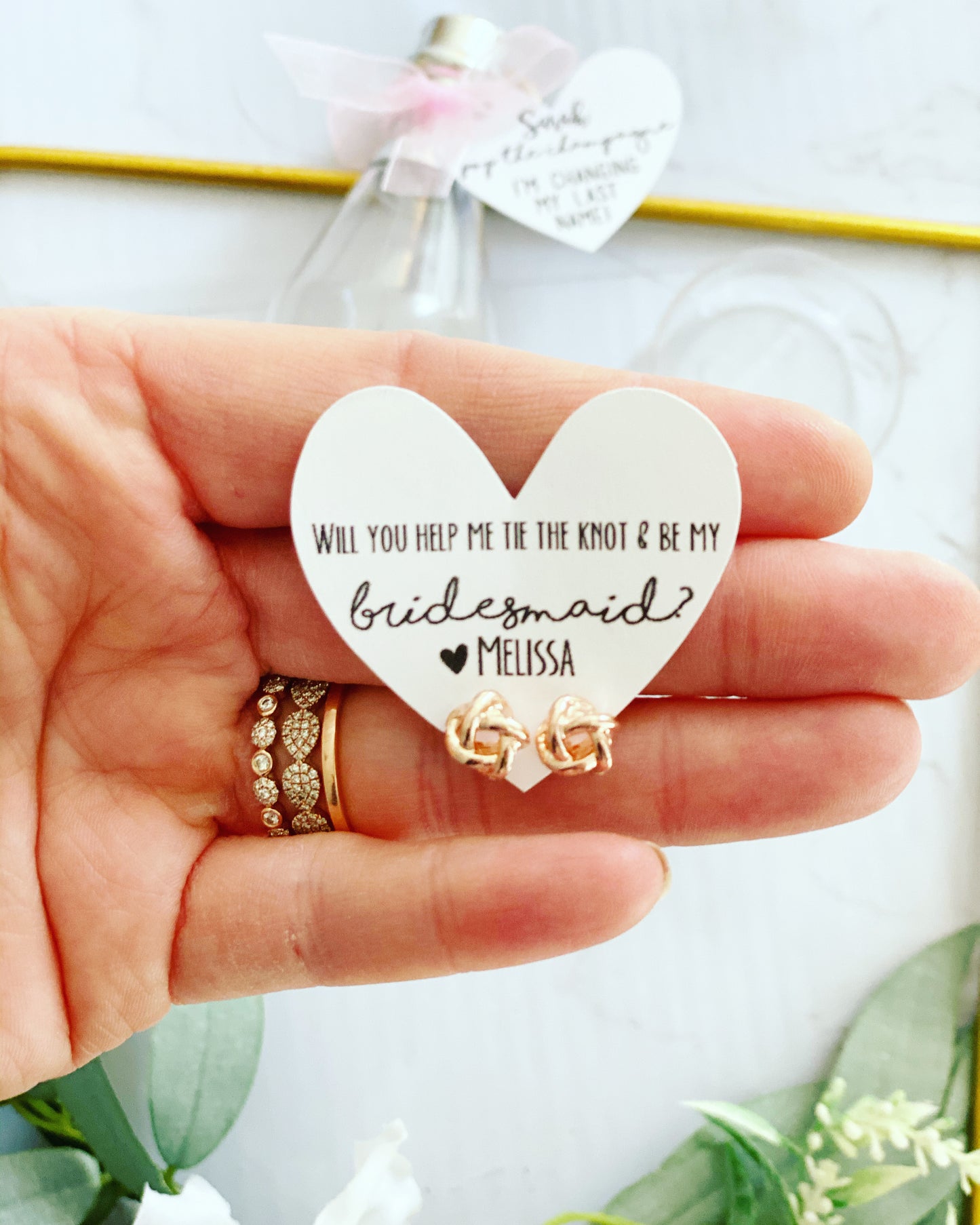 Bridesmaid Help Me Tie the Knot Earrings! Pop the Champagne