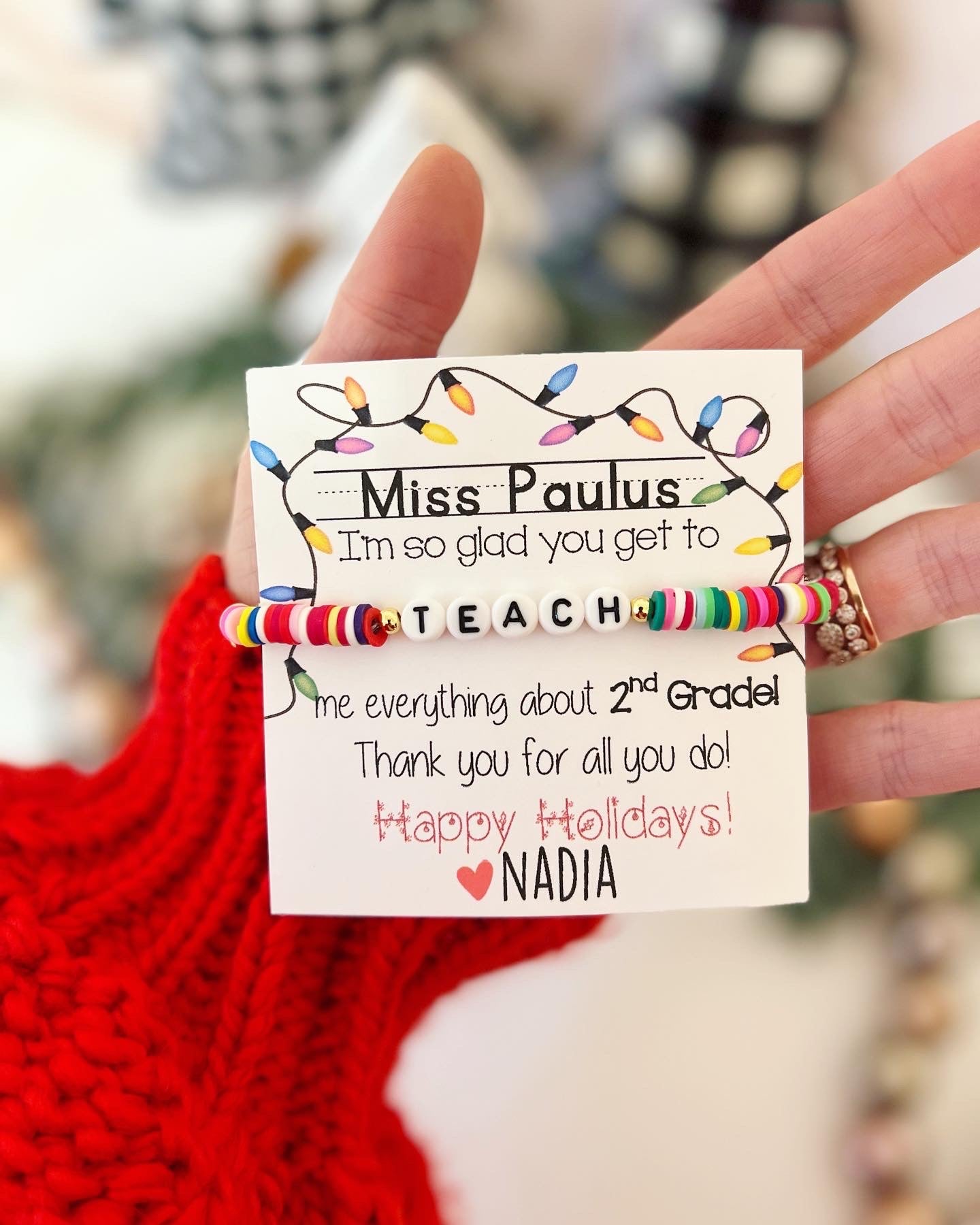 Teacher Gift! Teach Bracelet! Holiday & Christmas Gift