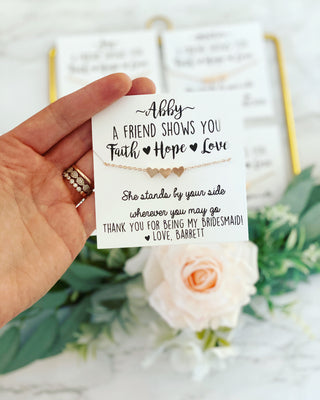 Bridesmaid Three Hearts Necklace