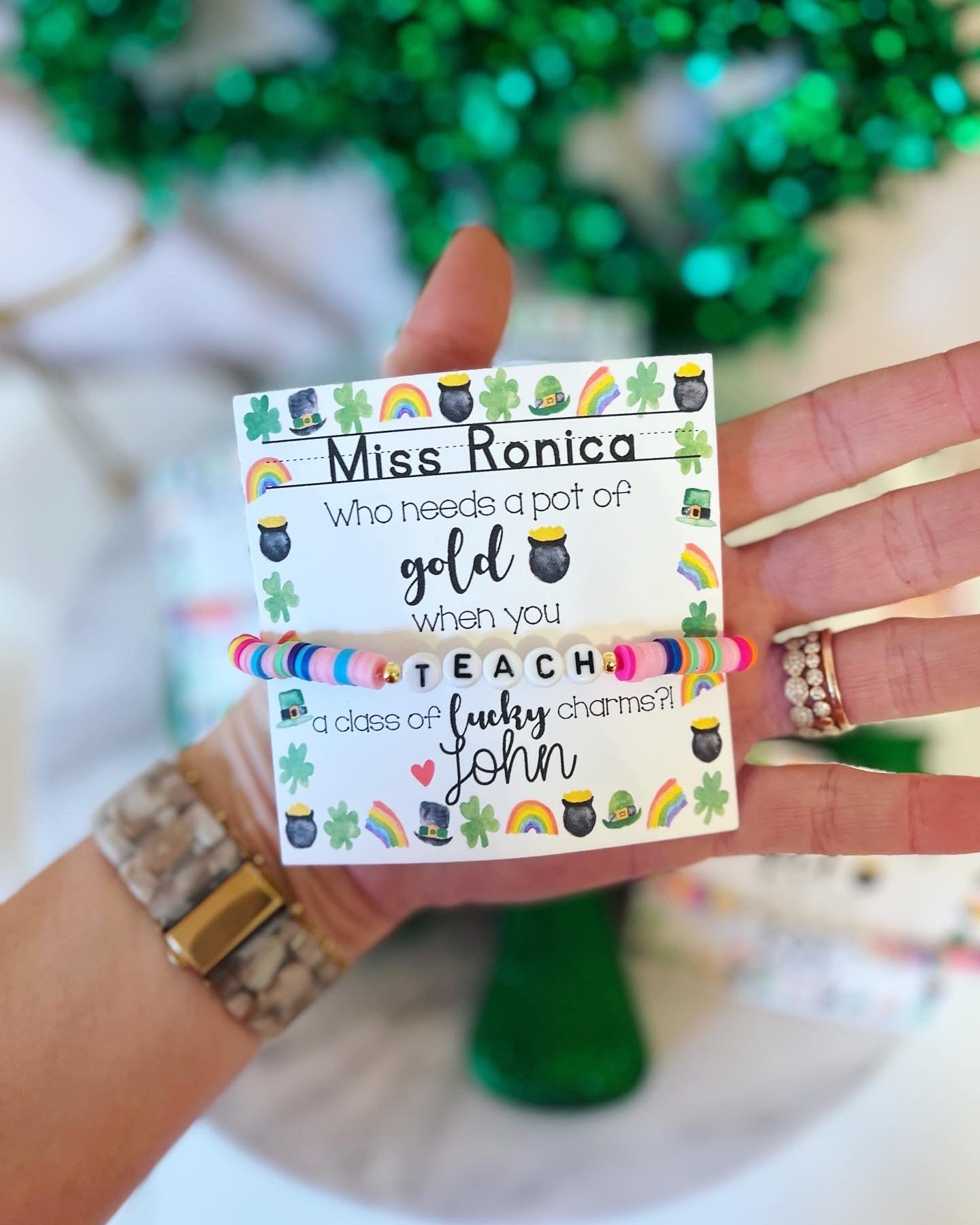 Teach Bracelet, St. Patrick's Day Teacher Gift