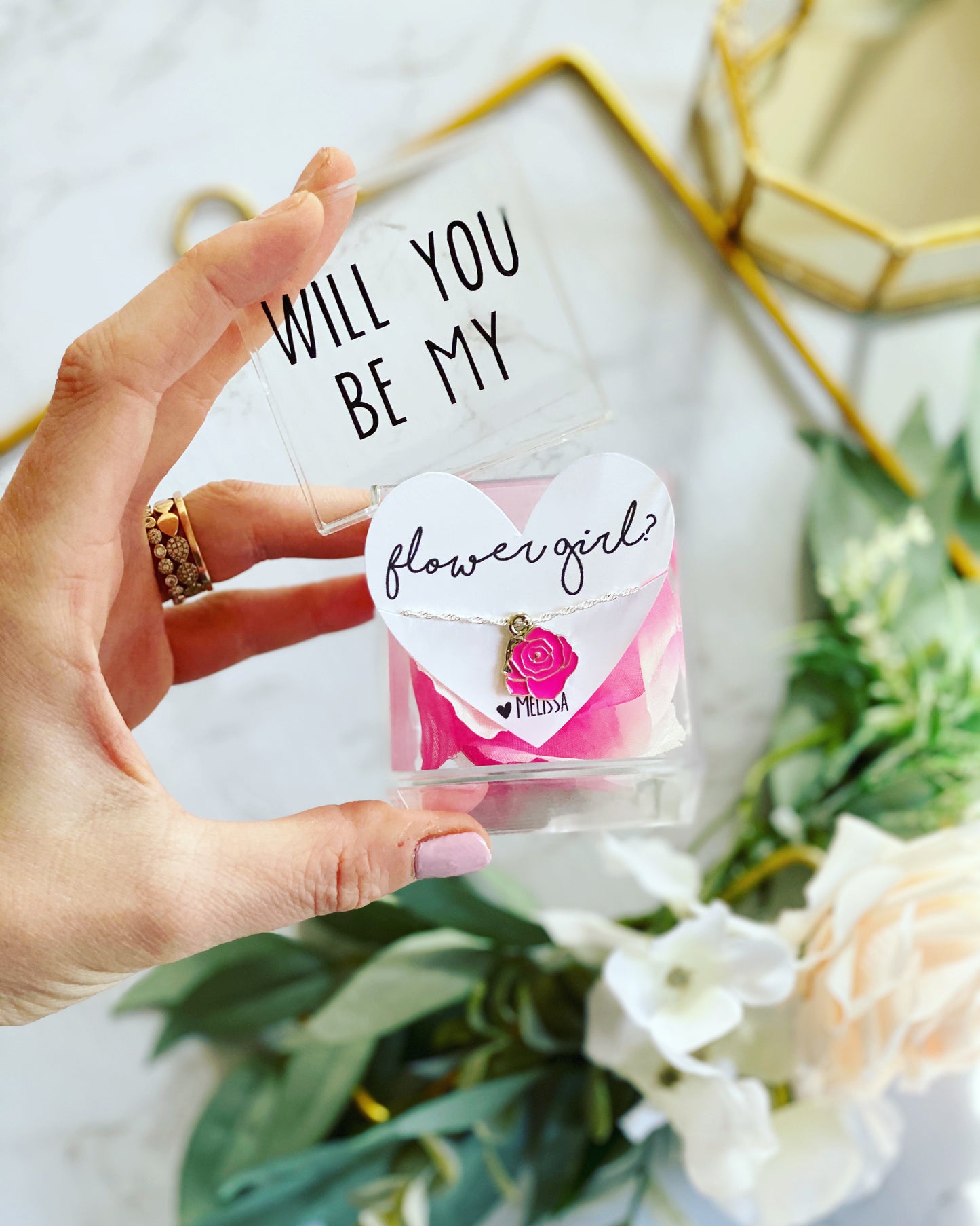 Will you be my... flower girl necklace and box!