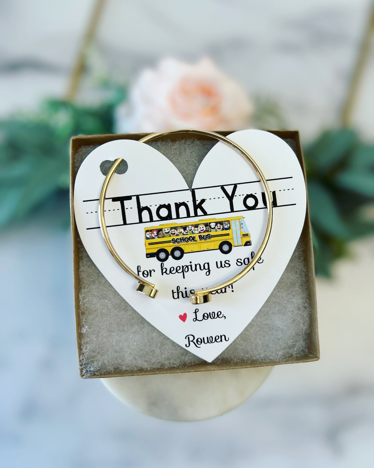 Bus Driver Heart Cuff Thank You Gift