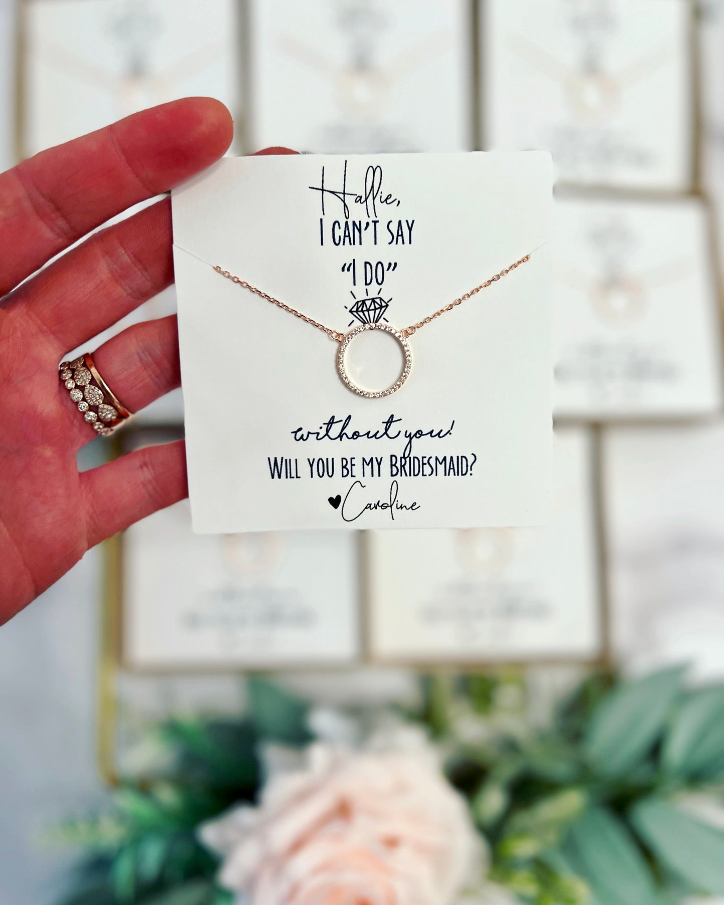 Bridesmaid Can't Say "I do" Without You! Circle Pendant Necklace
