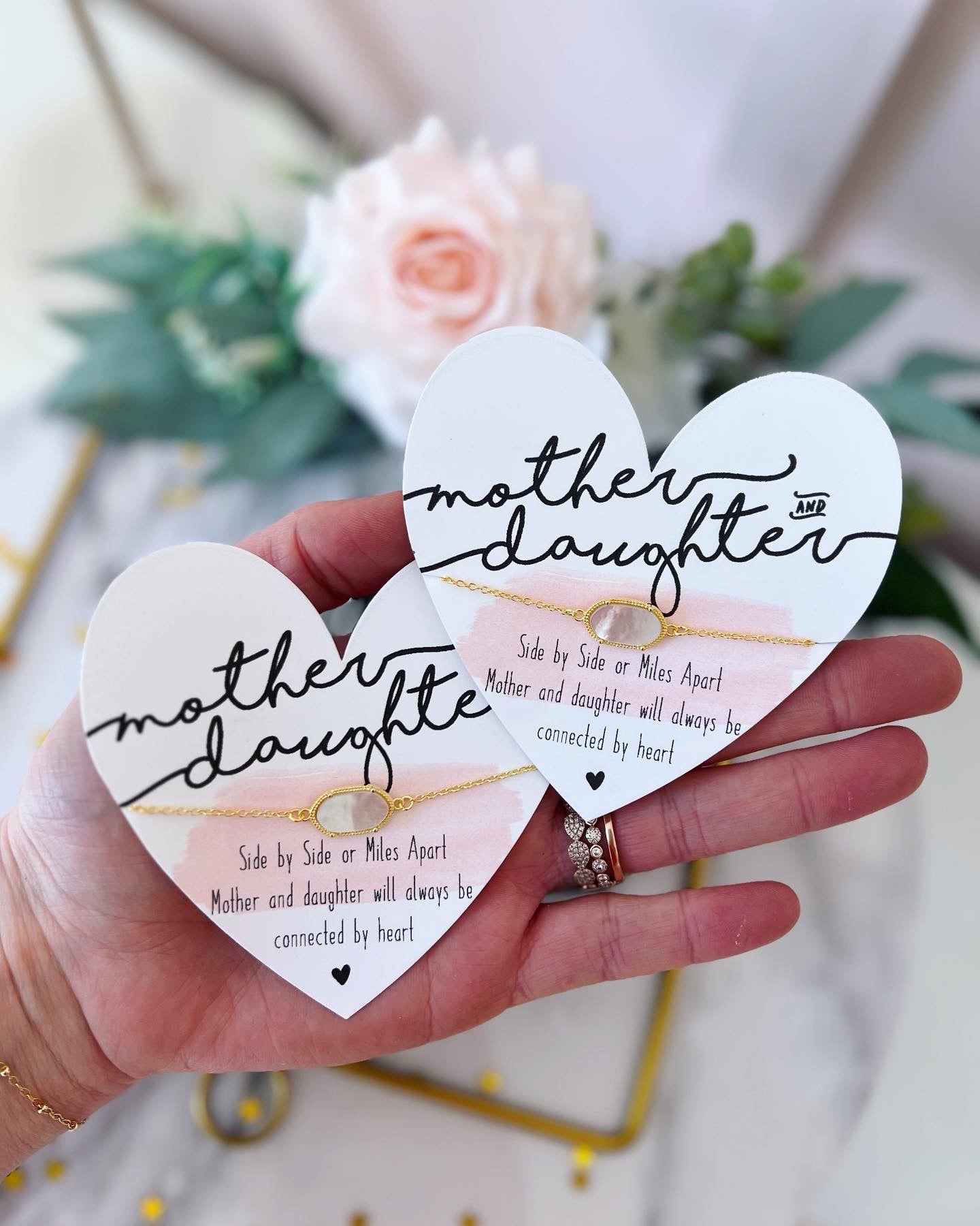 Two matching iridescent stone mother daughter bracelets!