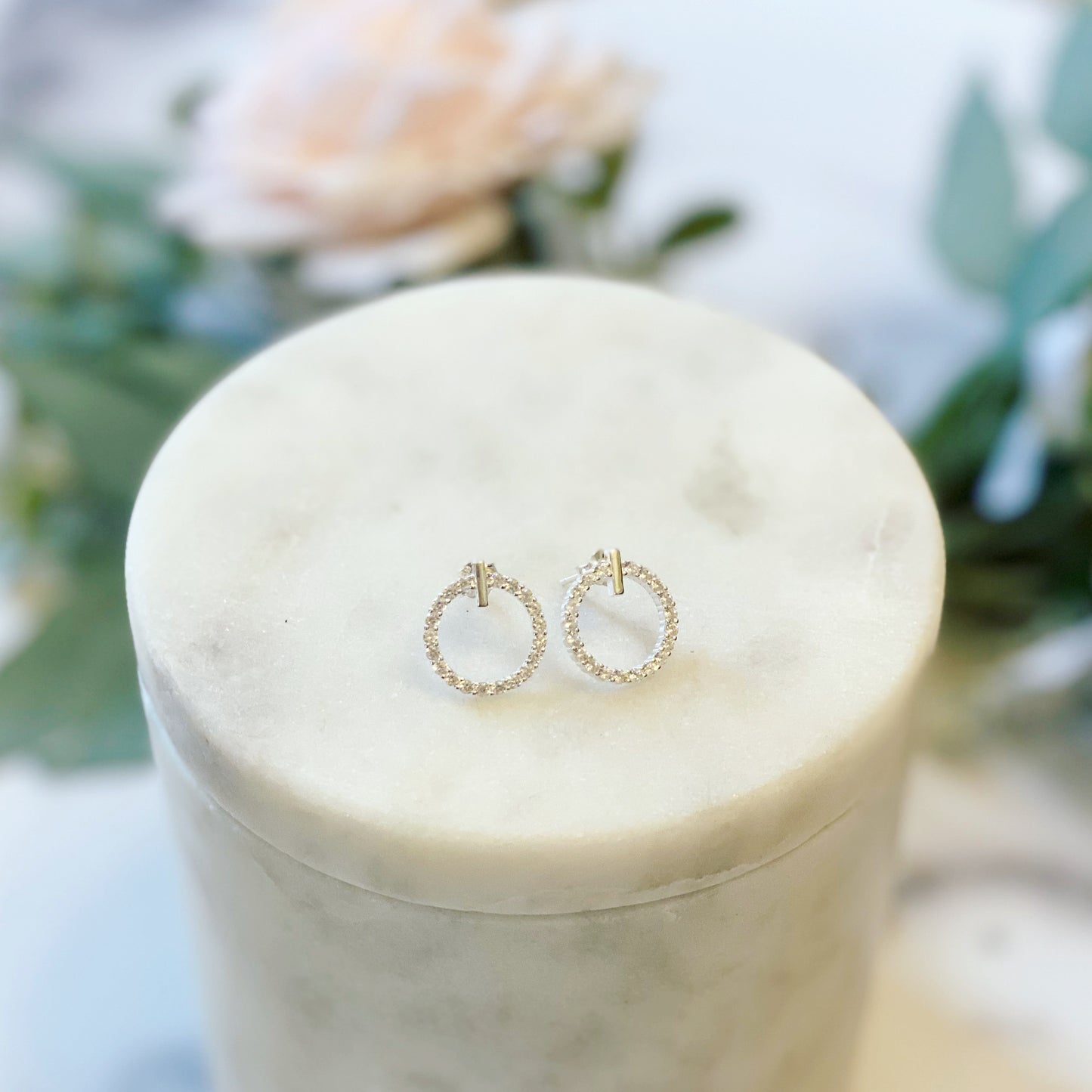 CZ Gift Set Circle Earrings & Dainty Necklace