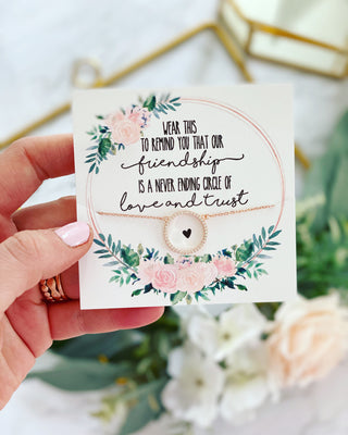 Floral Friendship Circle Pendant Necklace