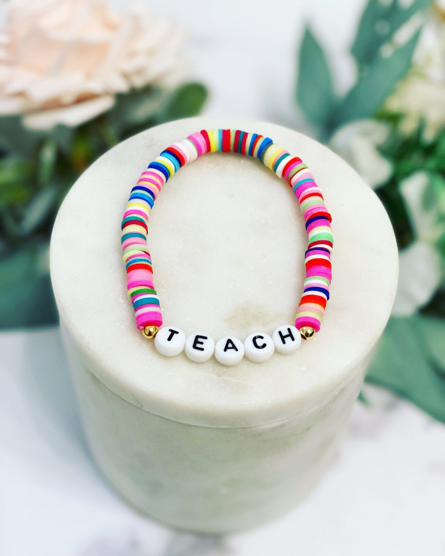 Rainbow teach bracelet! Teacher Gift! Back to School Gift! First day of school teacher gift